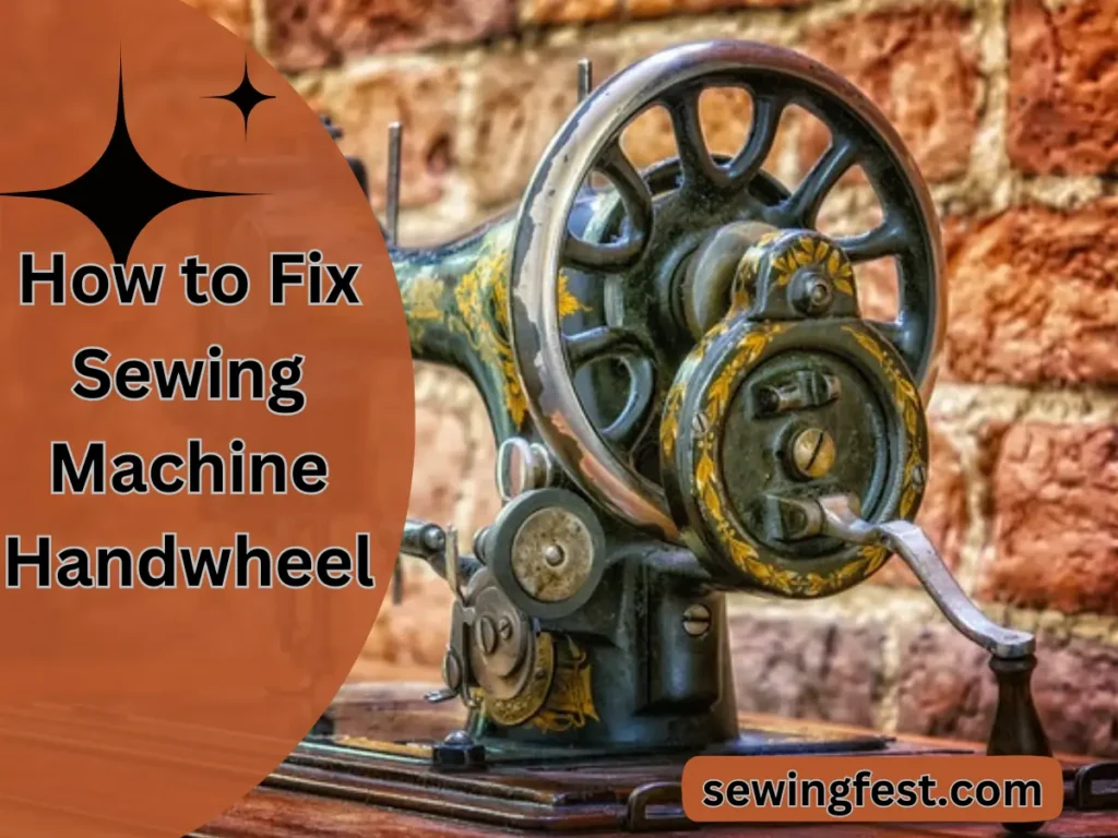 An antique sewing machine handwheel with a rusted patina and a black bat on the wall. Learn how to fix it at sewingfest.com.